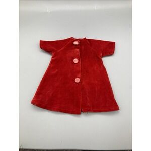Vintage Handmade Red Velvet Barbie Doll Coat 7" Length